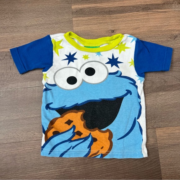 Sesame Street "2015" Toddler Cookie Monster Short Sleeve Pajama Top Size 3T - Picture 1 of 7